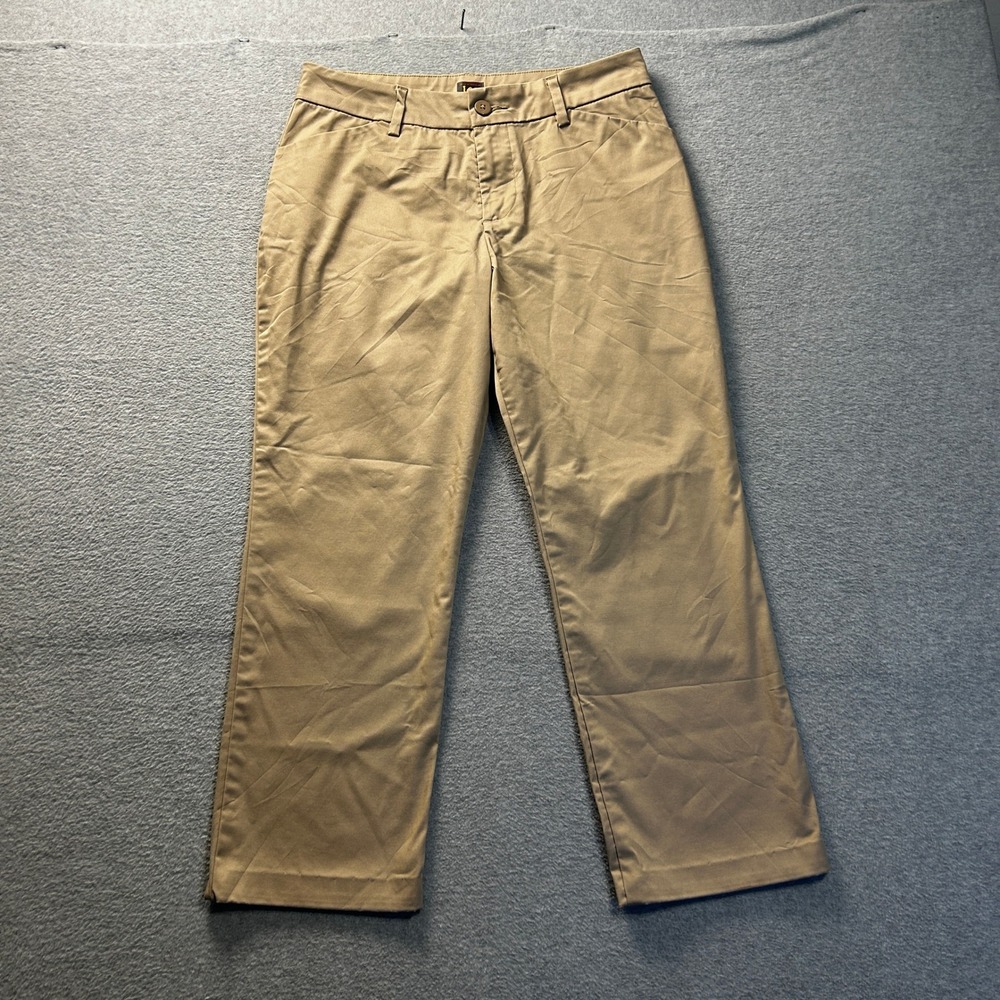 Lee Casual Pants Wrinkle Free Womens 8 Short Khaki Straight Leg Stretch